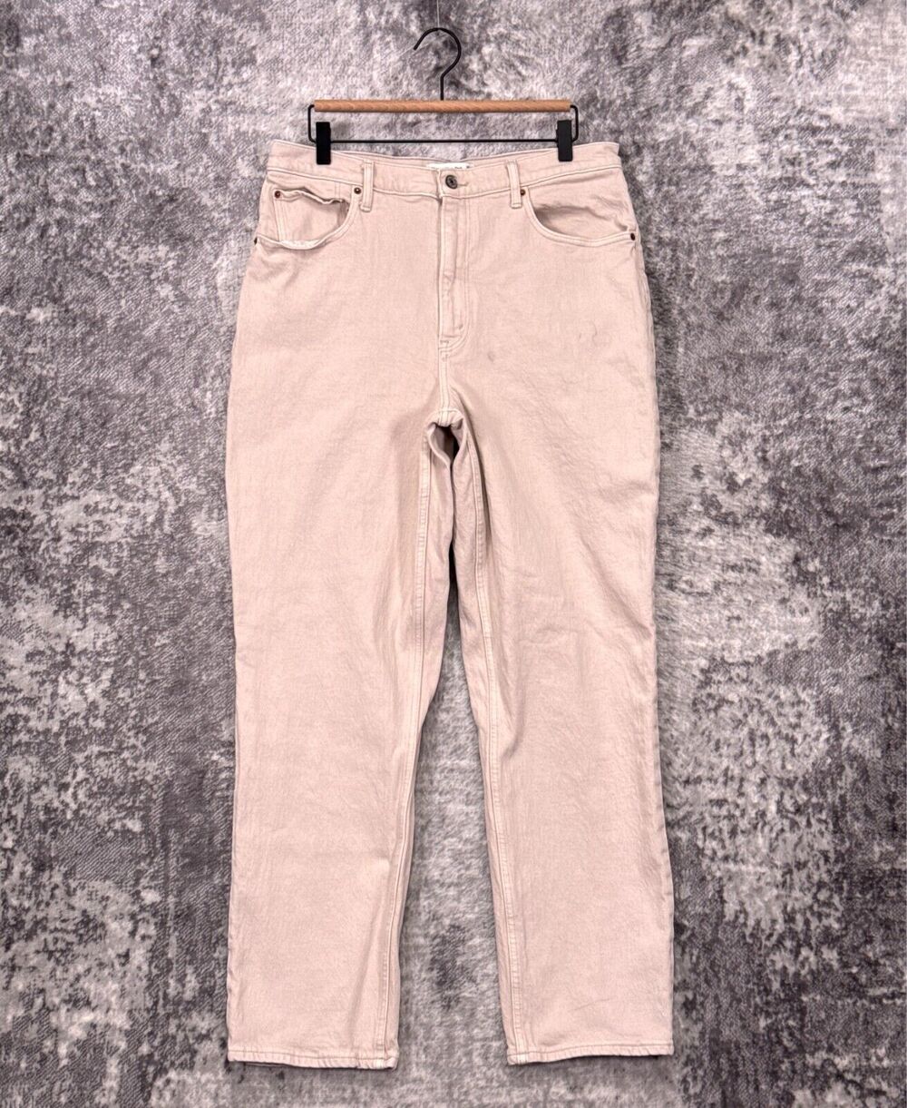 Abercrombie & Fitch Jeans 32 / 14 Womens 90s Straight High Rise Curve Love Beige